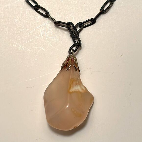 Vintage Silver Tone Chain necklace with Crystal energy stone Pendant - Picture 2 of 4